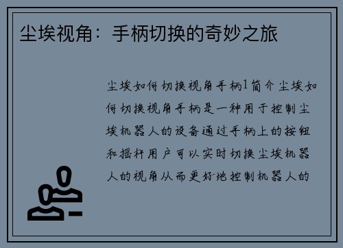 尘埃视角：手柄切换的奇妙之旅